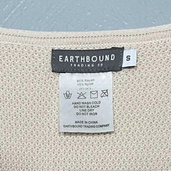 Earthbound Size Small Babydoll Beige Sweater Minimalist Romantic Bella Swan Y2K - Picture 4 of 7